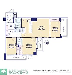 ビッグヴァン宮前平 3LDKの間取図画像