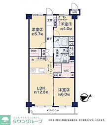 藤が丘ハウス 3LDKの間取図画像