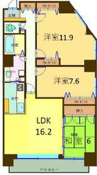 LDK16.2洋室11.9洋室7.6和室64LDKへ変更可能です