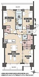 元町グランスクエアサウスコート 3LDKの間取図画像