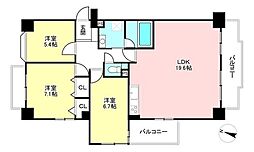 星和神宮東コーポラス 3LDKの間取図画像