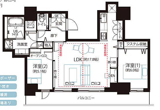 間取り パークタワー滝野川 22階/-