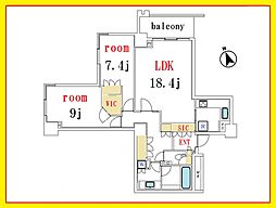 代官山アドレスザ・タワー 2LDKの間取図画像