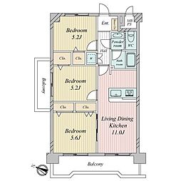 トーア南晴海マンション 3LDKの間取図画像