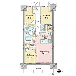 猿江恩賜公園レジデンス 3LDKの間取図画像