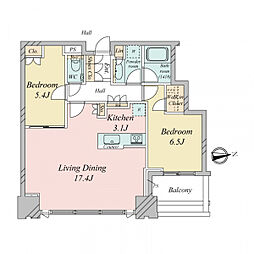 シティタワーズ豊洲ザ・シンボル 2LDKの間取図画像
