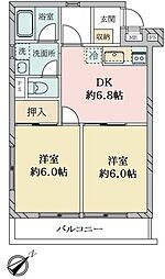 エンゼルハイム鶴見第6 2DKの間取図画像