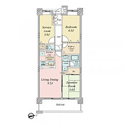 クレストフォルム津田沼 2SLDKの間取図画像