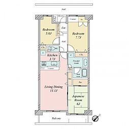 コスモ東大宮ロイヤルフォルム 3LDKの間取図画像