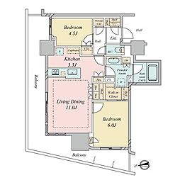 パークシティ柏の葉キャンパスサウスマークタワー 2SLDKの間取図画像