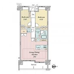 イーグルコート御池高瀬川 2LDKの間取図画像