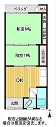 かすみ荘 2DKの間取図画像