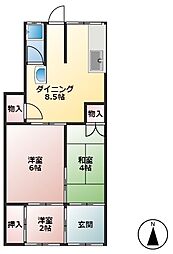 湊長屋 1階2DKの間取り