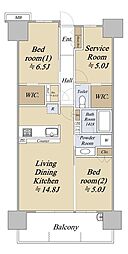 シティテラス金町　A棟 4階2SLDKの間取り