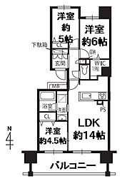デュオヒルズ和歌山城 3LDKの間取図画像