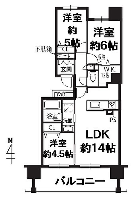 3LDK、価格3,380万円、専有面積66.23平米、バルコニー面積11.9平米