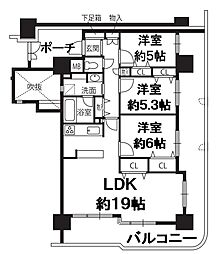 サンライズマンション和歌山 3LDKの間取図画像