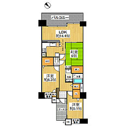 エバーランドシティ新・泉北2番館 3LDKの間取図画像