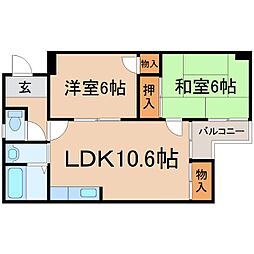 グランアルトピノ尼崎 2LDKの間取図画像