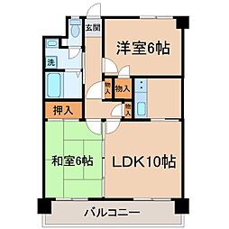 ベルテック武庫川 2LDKの間取図画像