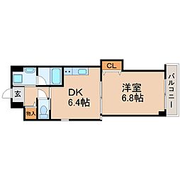 アミティ武庫之荘 1DKの間取図画像