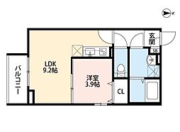 NKクレール塚口 1LDKの間取図画像