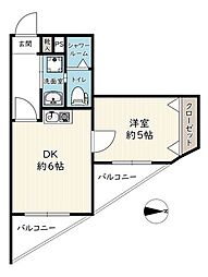 山興弥生町マンション 1DKの間取図画像