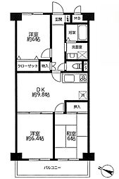 エンゼルハイム浦和花月 3DKの間取図画像
