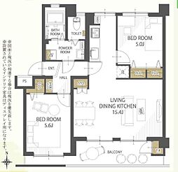 大宮吉敷町団地1号棟 2LDKの間取図画像