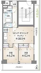 大宮吉敷町スカイハイツ 2LDKの間取図画像