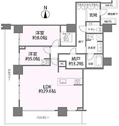グランドミッドタワーズ大宮フォレストタワー 2SLDKの間取図画像