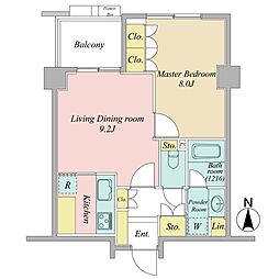 六本木ヒルズレジデンスA棟 1LDKの間取図画像