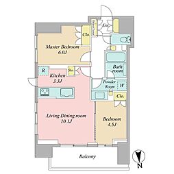 クラッシィスイート・ジオ東麻布 2LDKの間取図画像