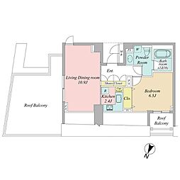 エスト・グランディールCARO赤坂 1LDKの間取図画像