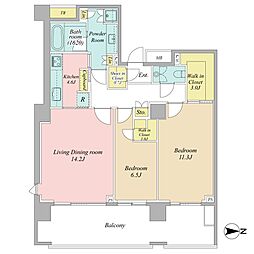 広尾ガーデンフォレストA棟 2LDKの間取図画像