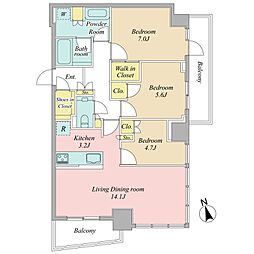 クラッシィタワー東中野 3LDKの間取図画像