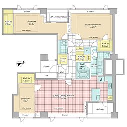 ザ・ハウス南麻布 3LDKの間取図画像