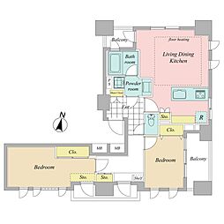 クオリア広尾 2LDKの間取図画像