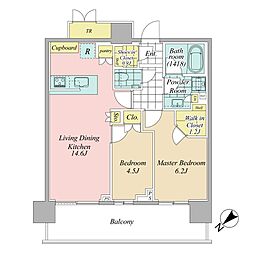 パークシティ武蔵小山ザタワー 2LDKの間取図画像