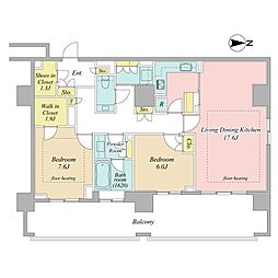広尾ガーデンフォレストH棟 2LDKの間取図画像