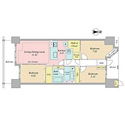 東京ビューマークス 3LDKの間取図画像