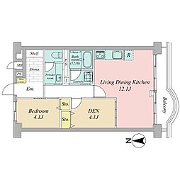 東陽サニーハイツ 1SLDKの間取図画像