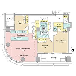 アークヒルズ仙石山森タワー 3SLDKの間取図画像