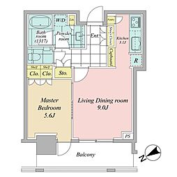 パークコート六本木ヒルトップ 1LDKの間取図画像