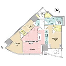 ザ・豊海タワー マリン&スカイ 2SLDKの間取図画像
