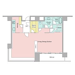 ザ六本木東京クラブレジデンス 1Kの間取図画像