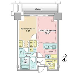 東京ガーデンテラス紀尾井町紀尾井レジデンス 1LDKの間取図画像
