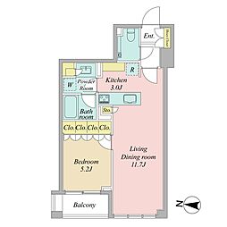 ザ湾岸タワーレックスガーデン 1LDKの間取図画像