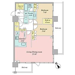 シティタワー新宿 2LDKの間取図画像