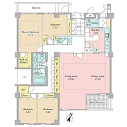 世田谷弦巻ハイム 4LDKの間取図画像